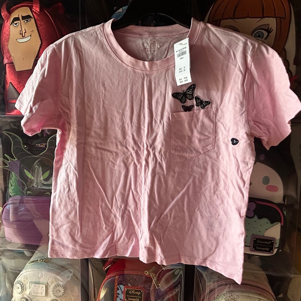 Hollister Cotton Tee Pink T Shirt Butterfly Small Women